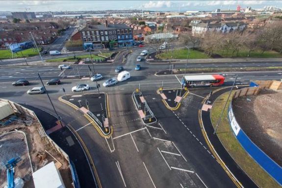 Road junction surfacing Liverpool